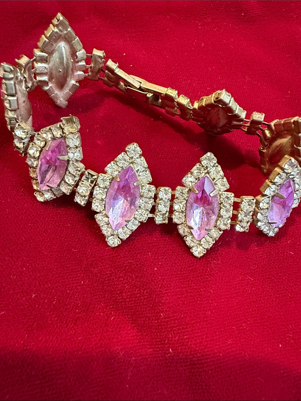 Gold-Tone Light Purple Marquise Crystal Bracelet
